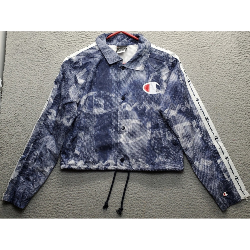Champion Cropped Jacket Women XS Multi Mesh Drawstring Hem Waterproof Snap Front